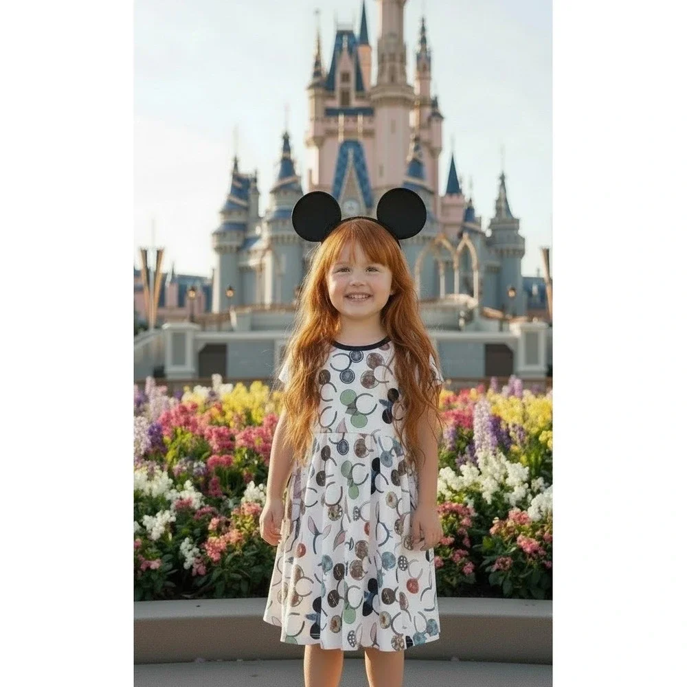 New Bamboo Girls Dress Disney Park Mickey EARS Summer Size 3 3T FULL Twirl Swing